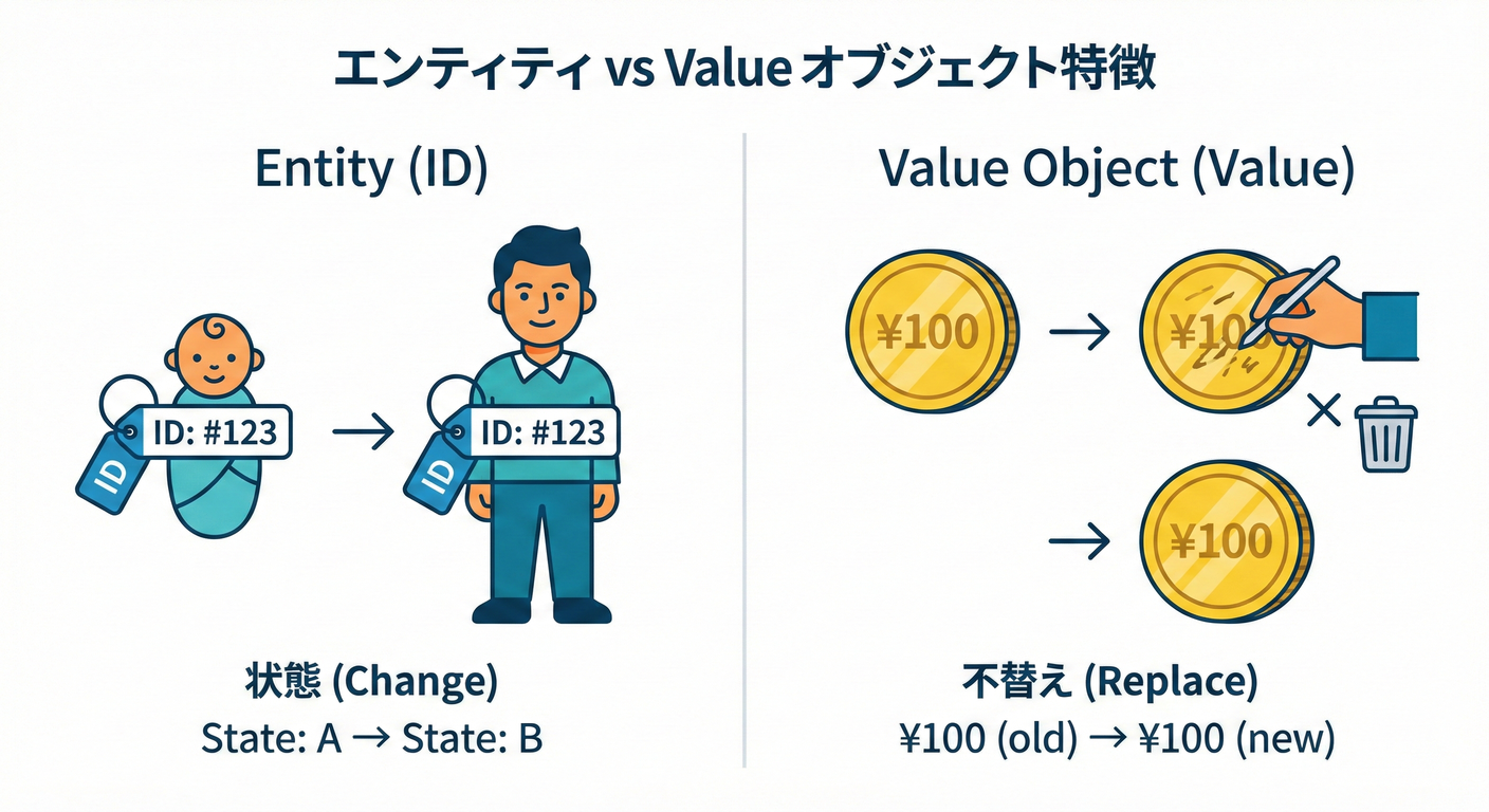 Entity vs Value Object Characteristics