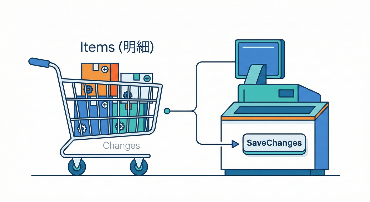 買い物かごとレジ