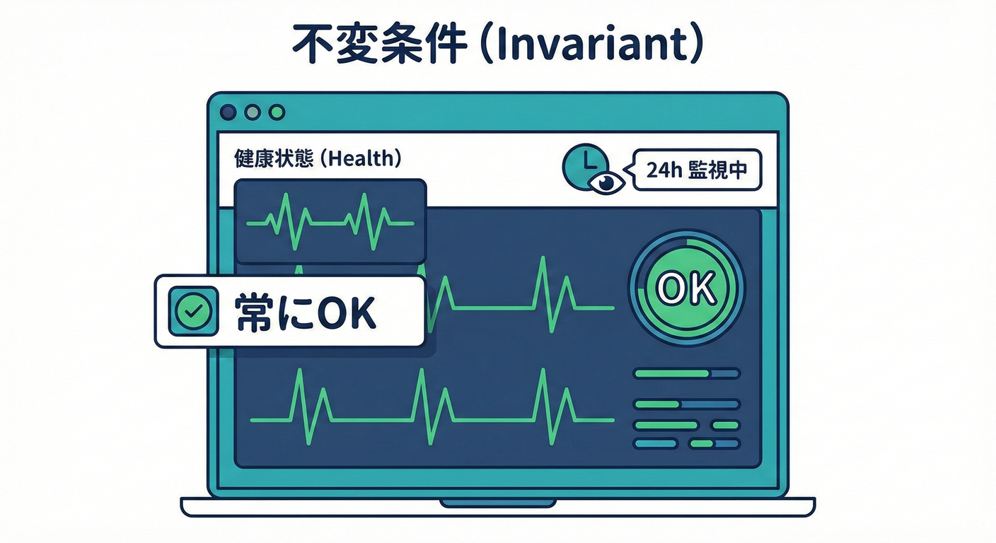 不変条件（Invariant）：クラスの健康状態を常に監視するモニター