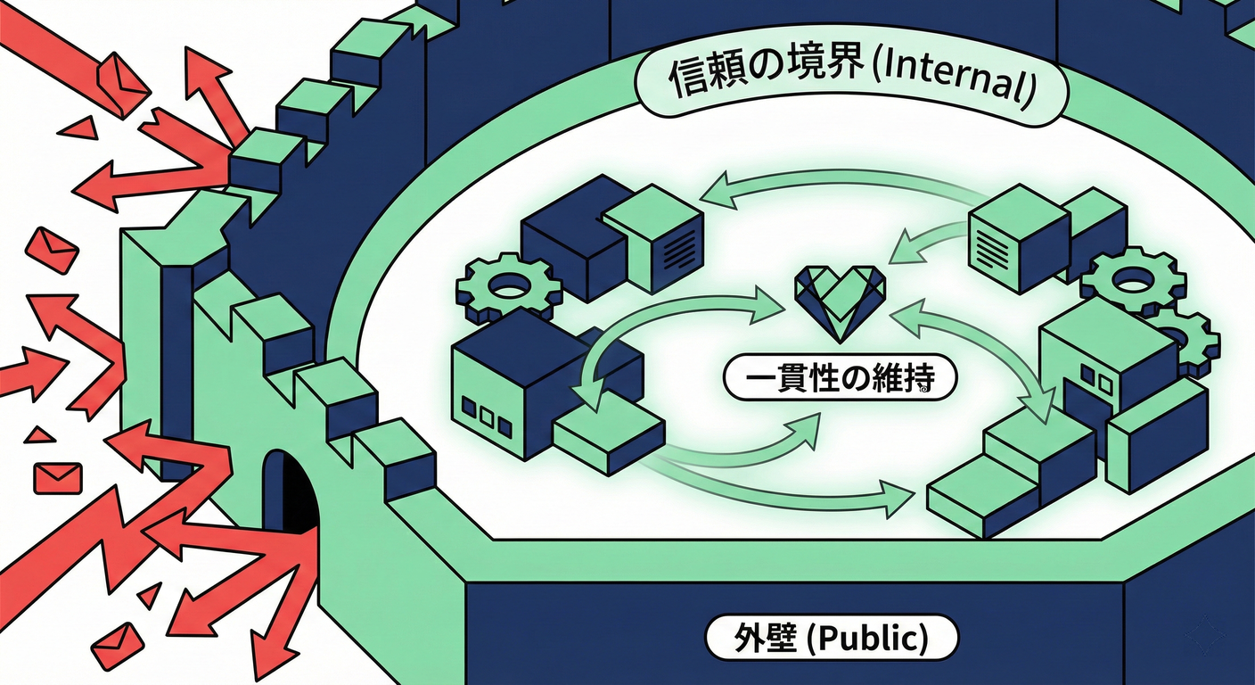 集約内部の信頼と外部からの保護