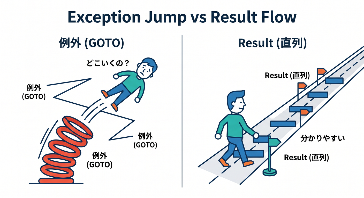 Exception Jump vs Result Flow