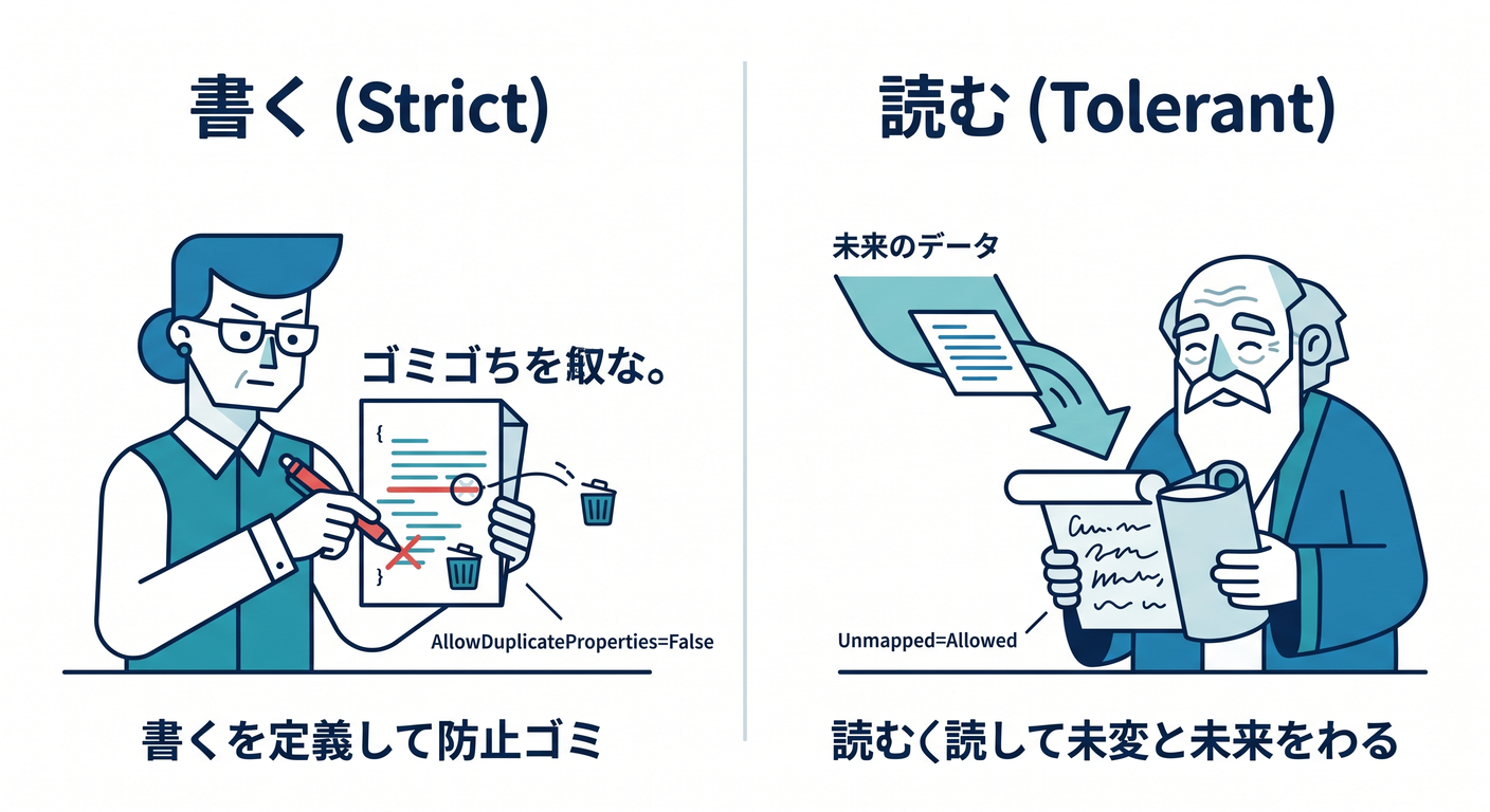 Strict Write vs Tolerant Read