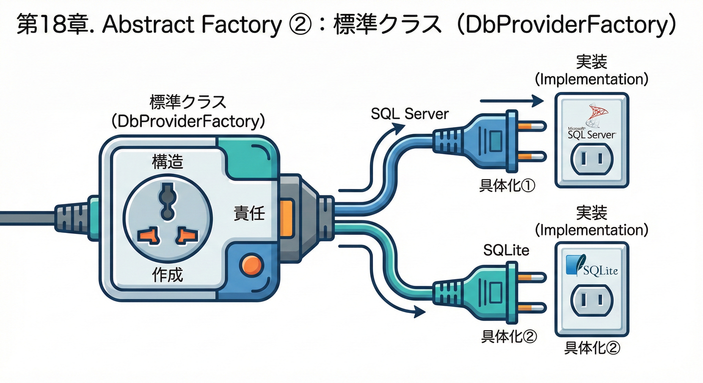 第18章. Abstract Factory ②:標準クラス(DbProviderFactory)