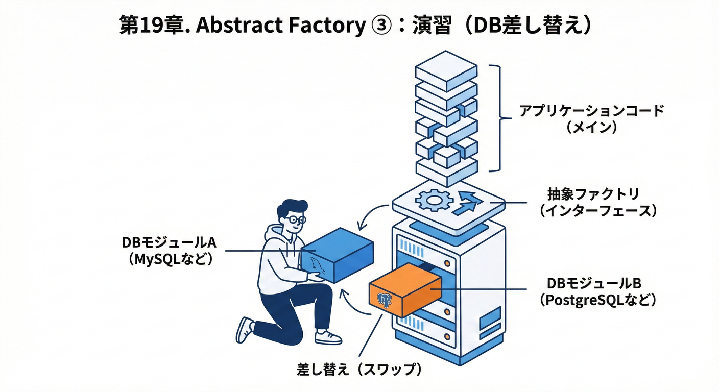 第19章. Abstract Factory ③:演習(DB差し替え)