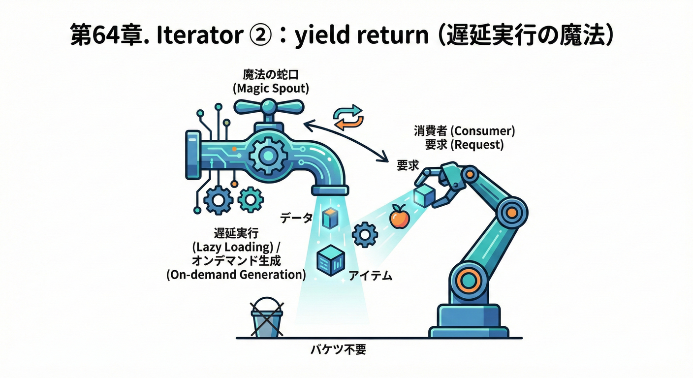 yield return による遅延実行（オンデマンド生成）