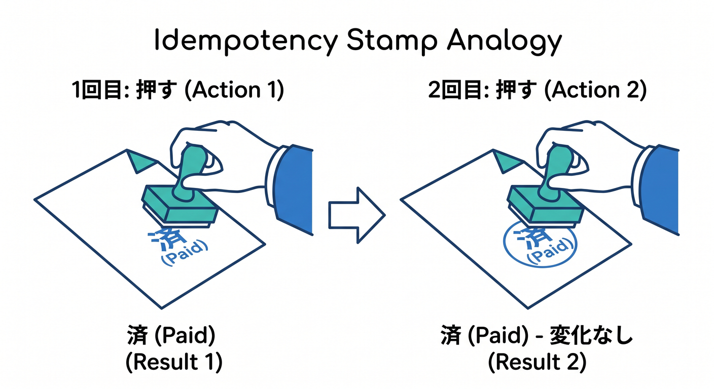 Idempotency Stamp Analogy