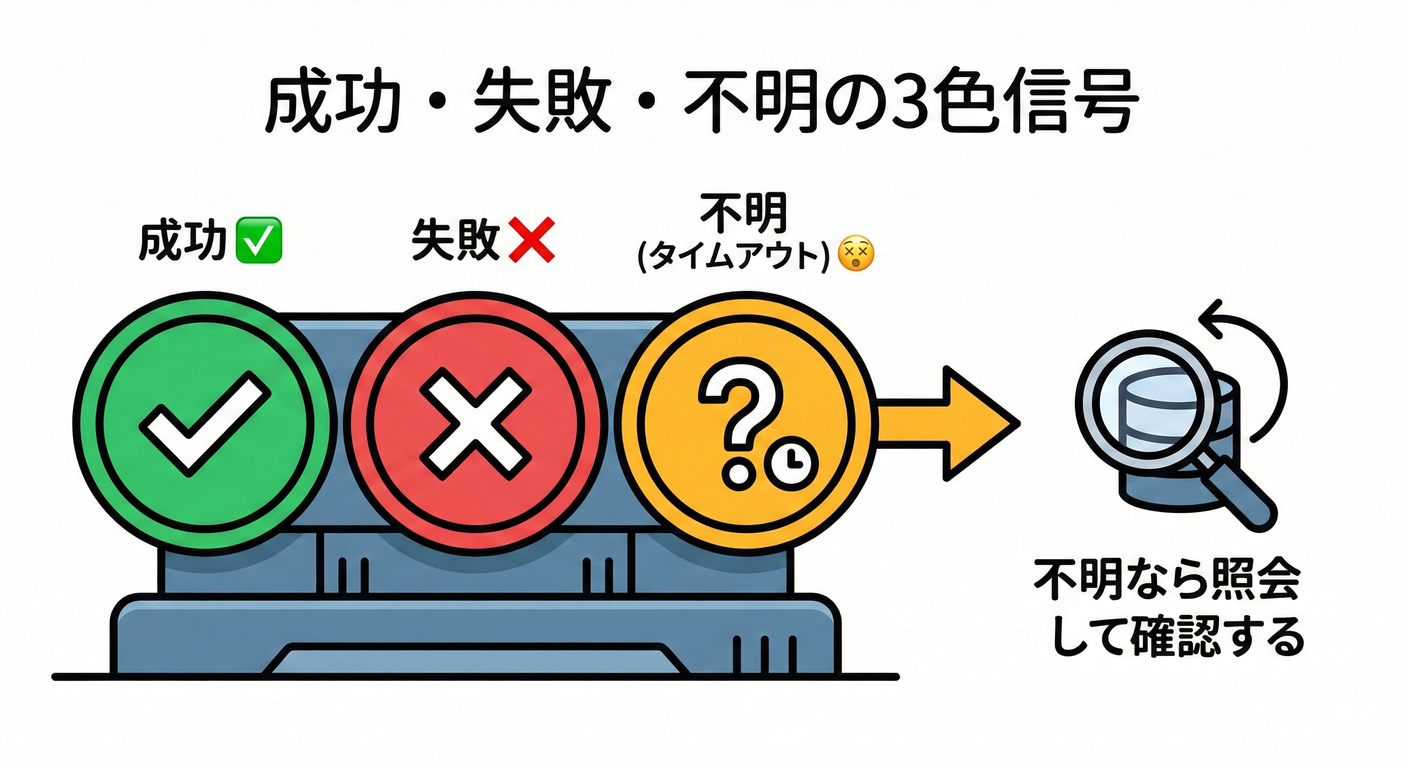 成功・失敗・不明の3色信号