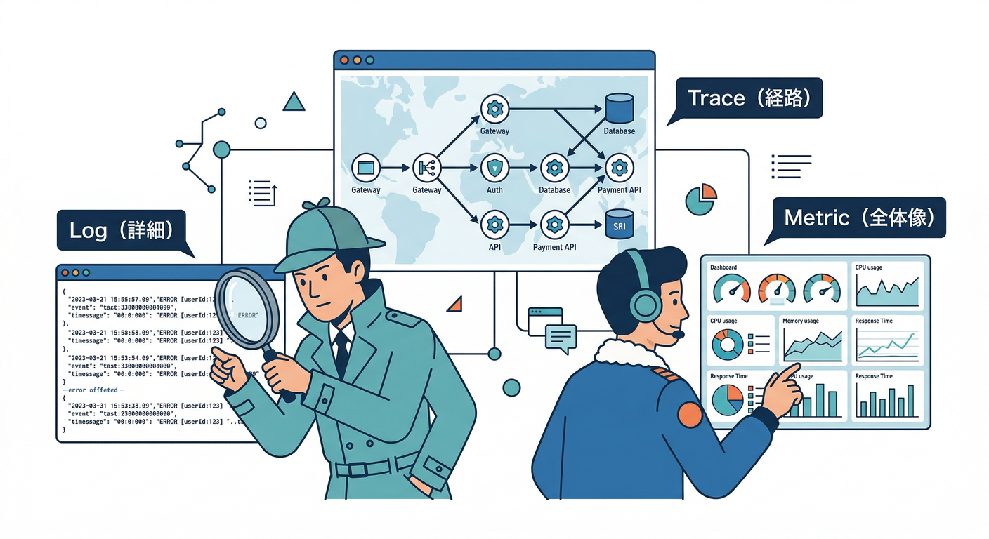 Roles of Log, Metric, Trace
