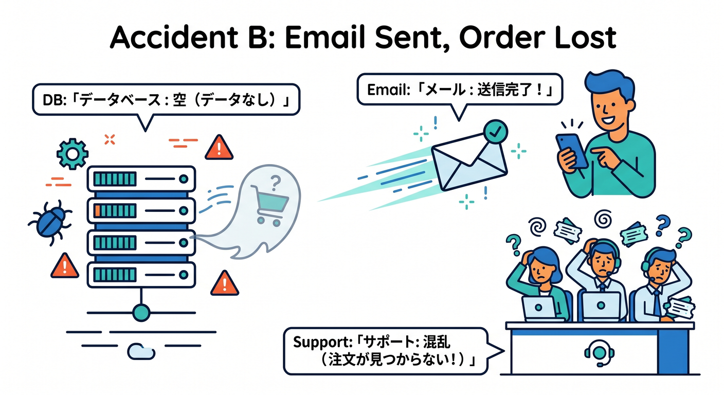 Accident B: Email Sent, Order Lost