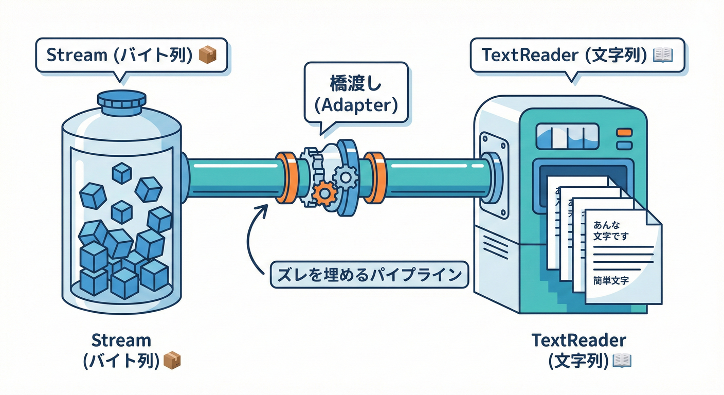 バイトと文字のズレを埋めるパイプライン