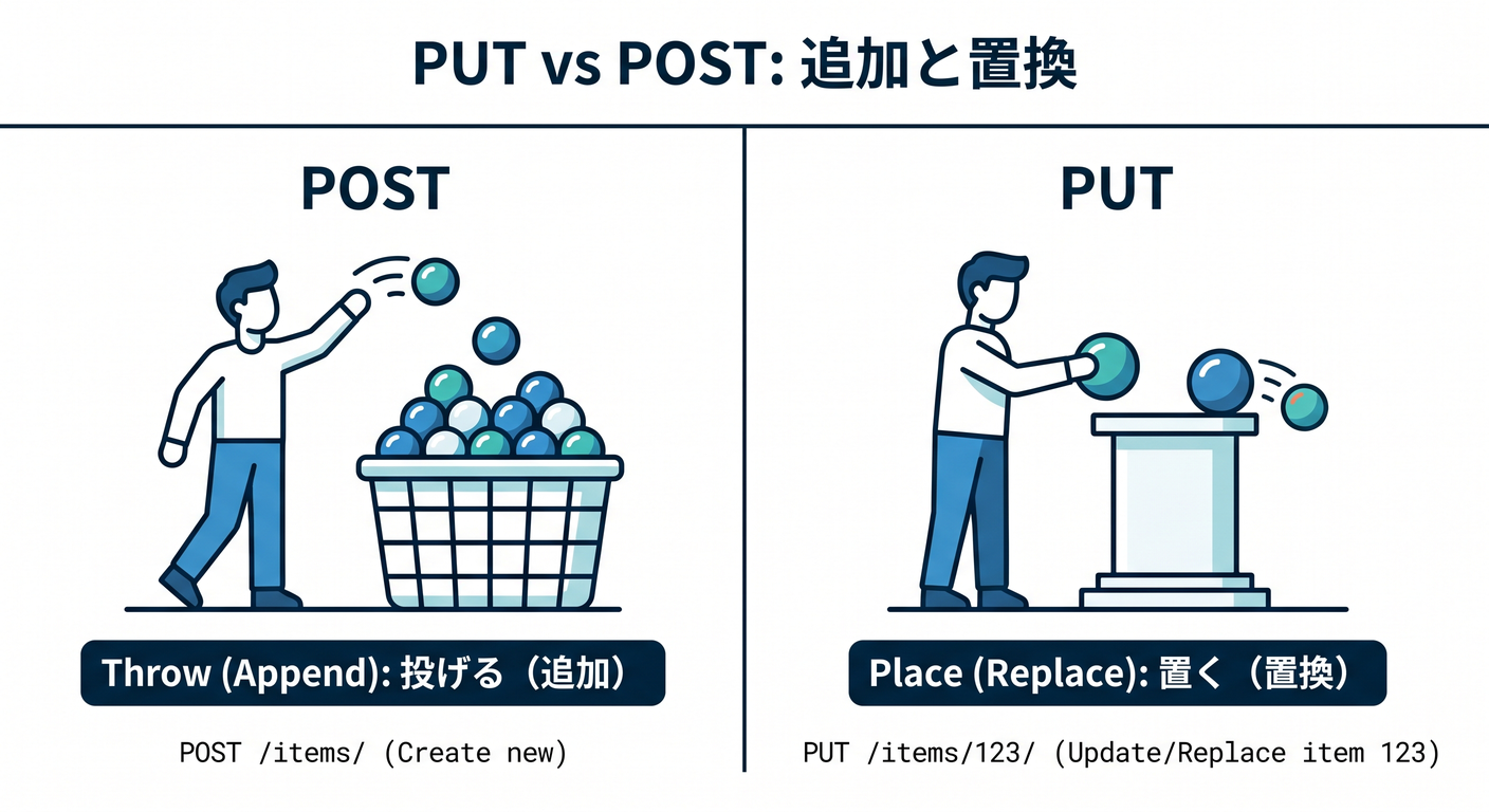 PUTとPOSTのイメージ比較